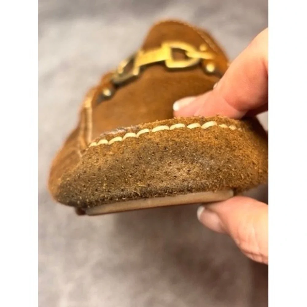 Donald J Pliner Mens Brown Suede Leather Horsebit Driving Loafers Slip On Sz 12